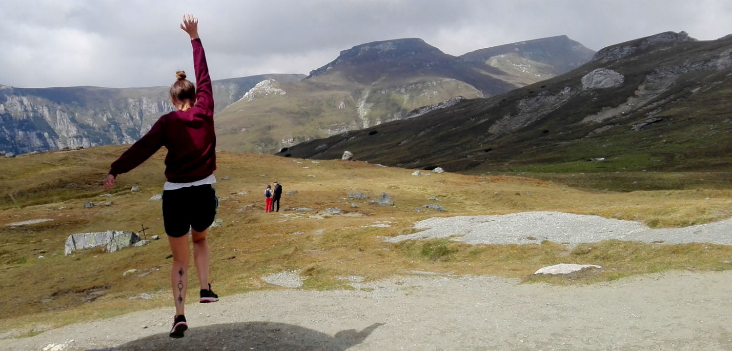 Rima jumping in mountains