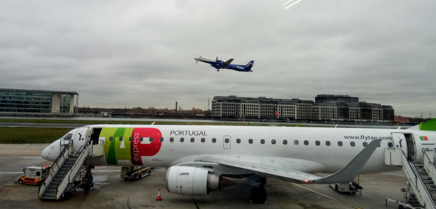 TAP plane at London Docklands airport