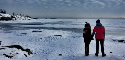 John and Rima by the frozen sea
