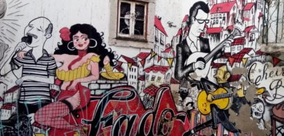 Lisbon wall with graffiti