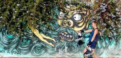 Rima with skates and street art