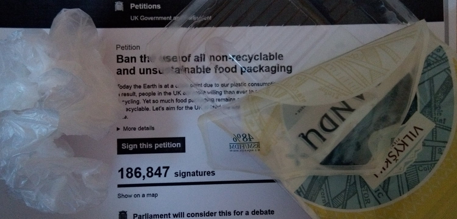 Screenshote from Ban plastic packaging petition