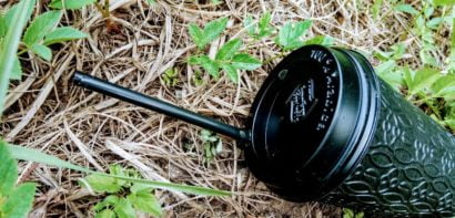 Discarded plastic straw and cup
