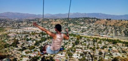 Rima on a swing at the top of Elysian Park