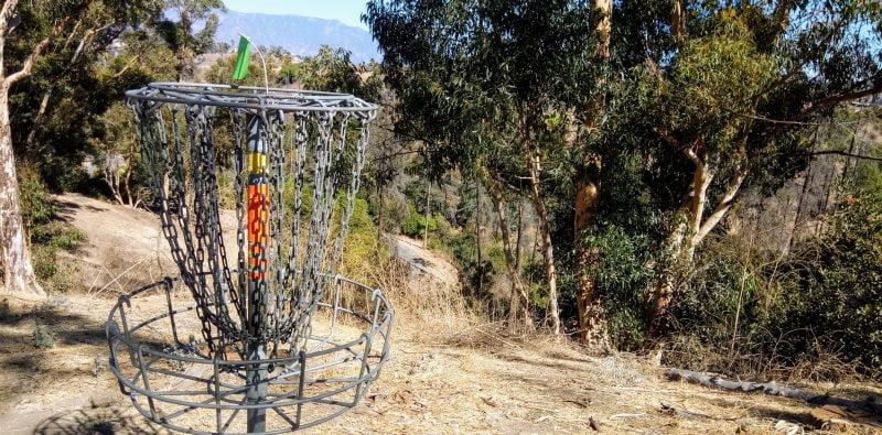 A disc golf hoop