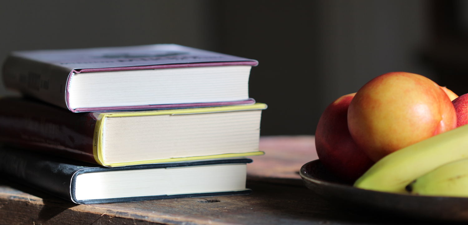 Books and fruit